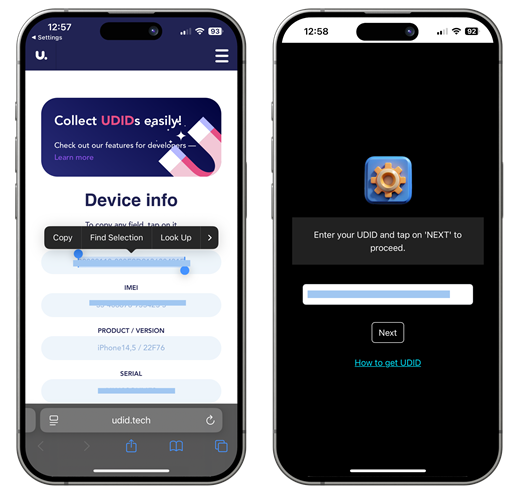 paste the copied UDID